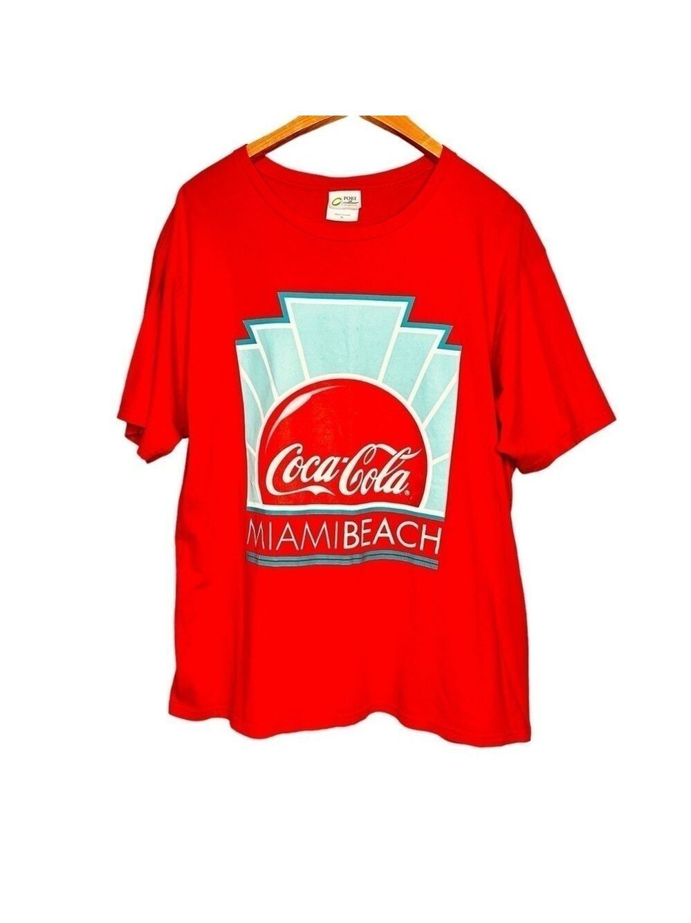 Coca Cola Miami Beach Red‎ Graphic Short Sleeve T-Shirt Size XL
